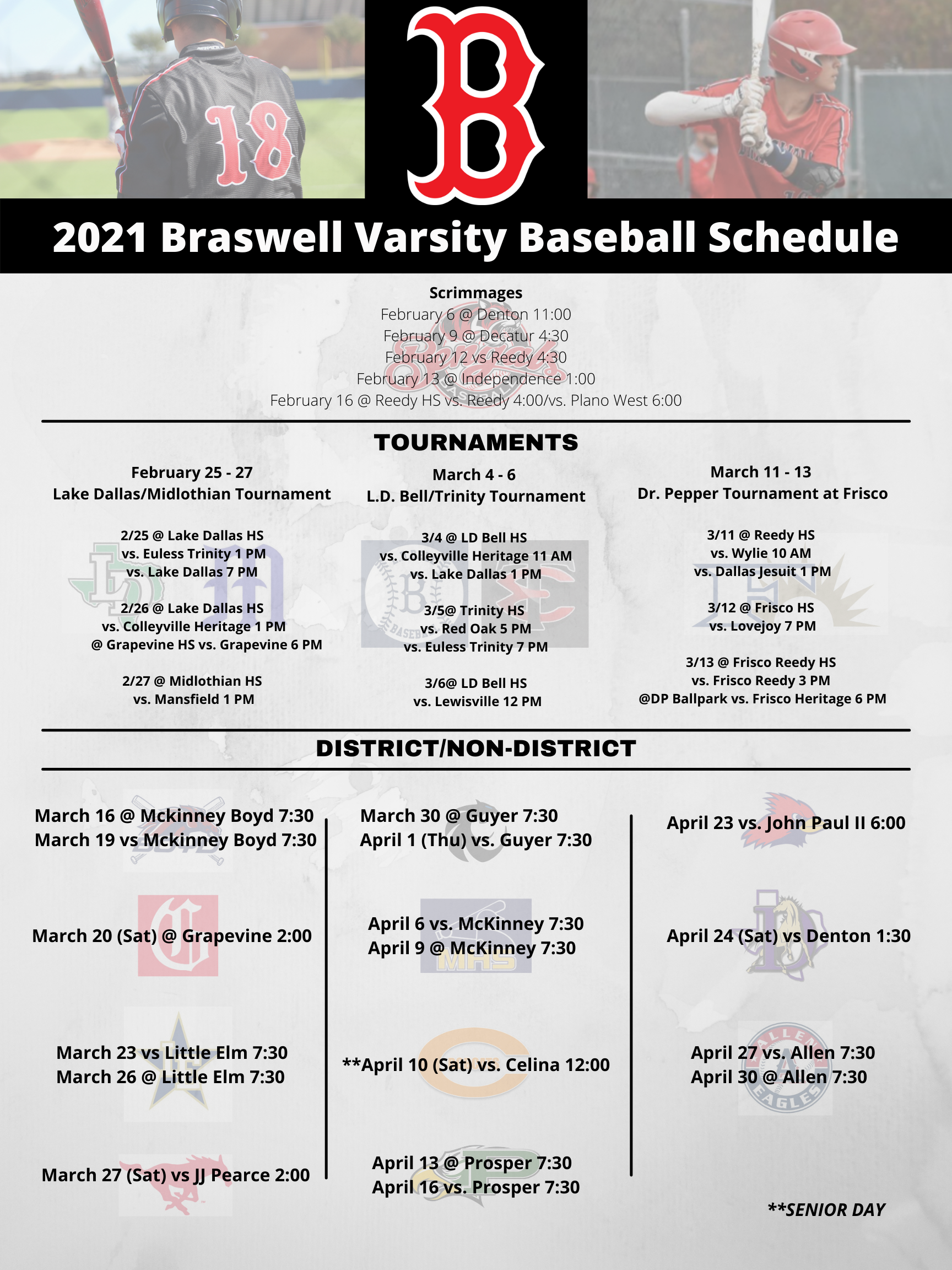 2021 Varsity Baseball Schedule 