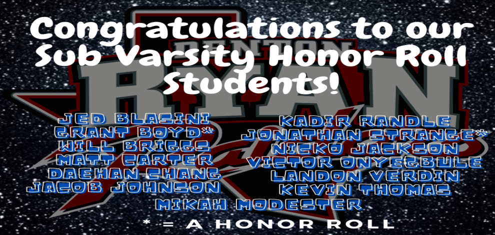 Sub Varsity Honor Roll!